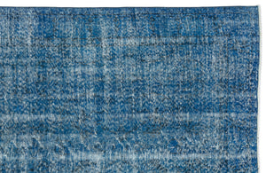Turquoise  Over Dyed Vintage Rug 4'12'' x 8'5'' ft 152 x 257 cm