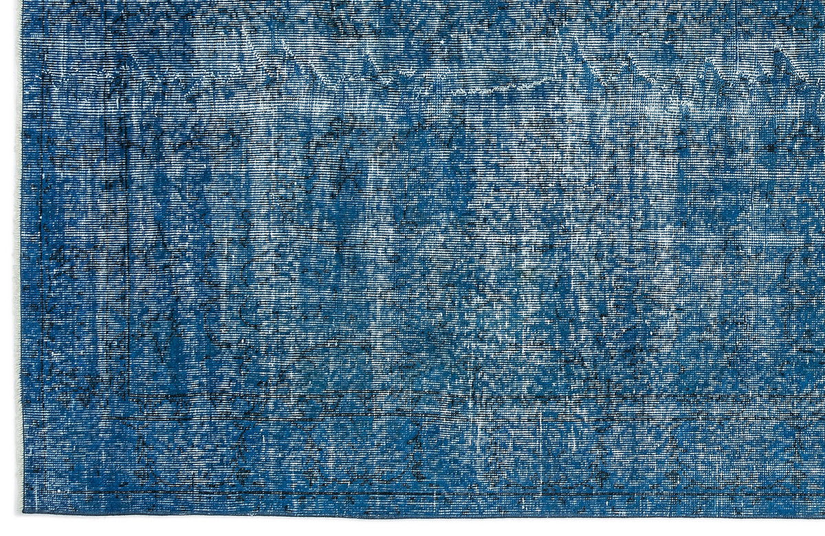 Turquoise  Over Dyed Vintage Rug 4&#39;12&#39;&#39; x 8&#39;5&#39;&#39; ft 152 x 257 cm
