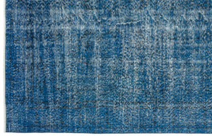 Turquoise  Over Dyed Vintage Rug 4'12'' x 8'5'' ft 152 x 257 cm