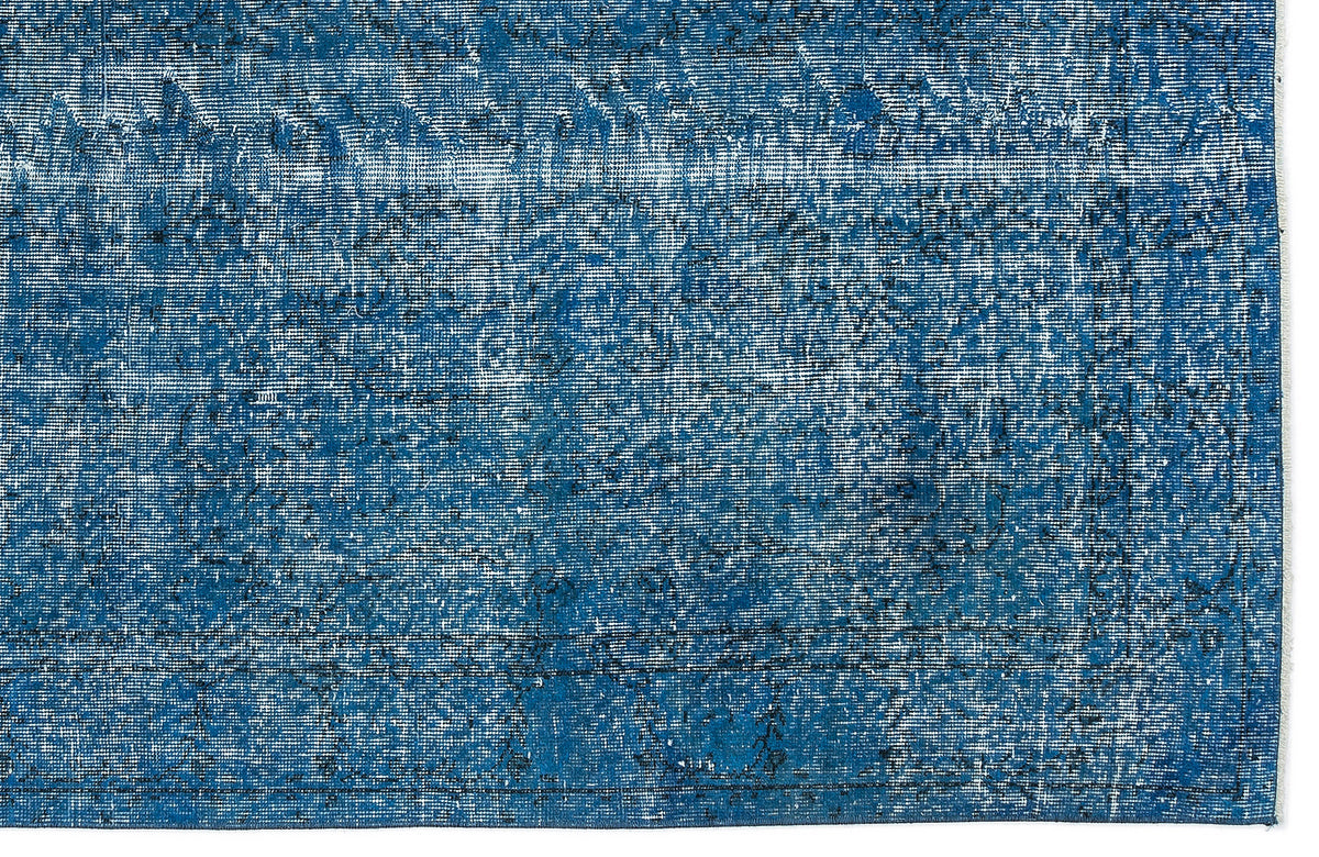 Turquoise  Over Dyed Vintage Rug 4&#39;12&#39;&#39; x 8&#39;5&#39;&#39; ft 152 x 257 cm