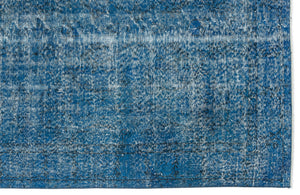 Turquoise  Over Dyed Vintage Rug 4'12'' x 8'5'' ft 152 x 257 cm