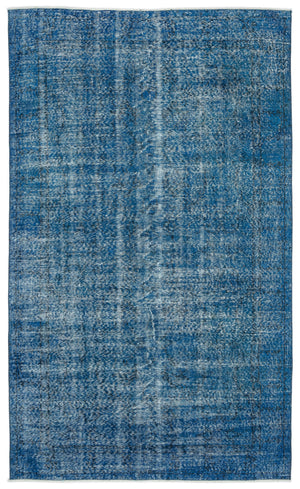 Turquoise  Over Dyed Vintage Rug 4'12'' x 8'5'' ft 152 x 257 cm