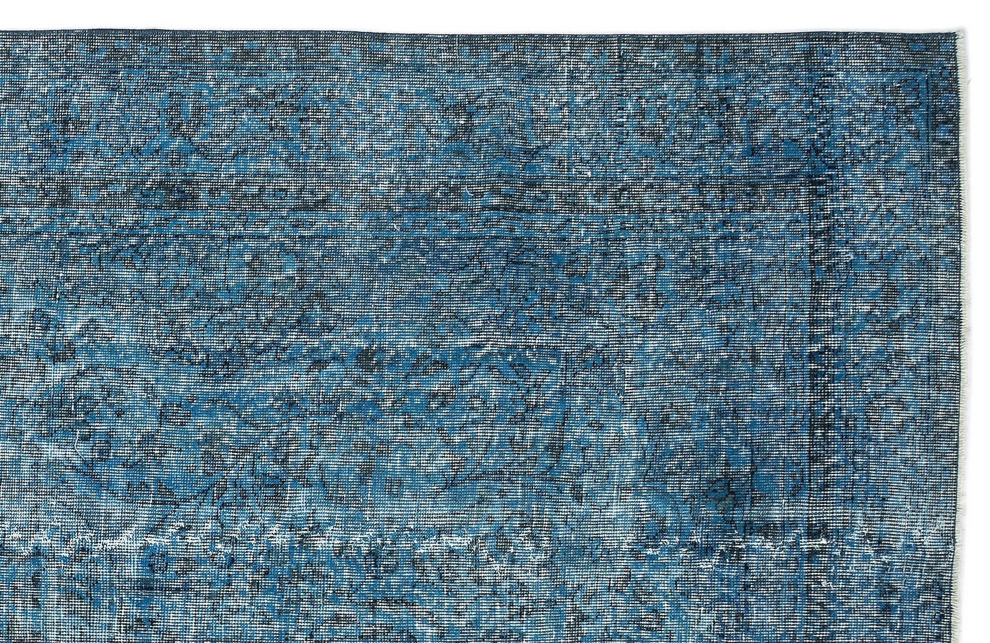 Turquoise  Over Dyed Vintage Rug 6'5'' x 10'4'' ft 196 x 314 cm