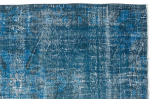 Turquoise  Over Dyed Vintage Rug 5'0'' x 8'2'' ft 153 x 249 cm