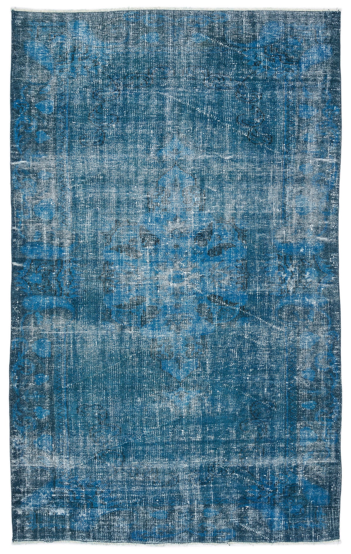 Turquoise  Over Dyed Vintage Rug 5&#39;0&#39;&#39; x 8&#39;2&#39;&#39; ft 153 x 249 cm