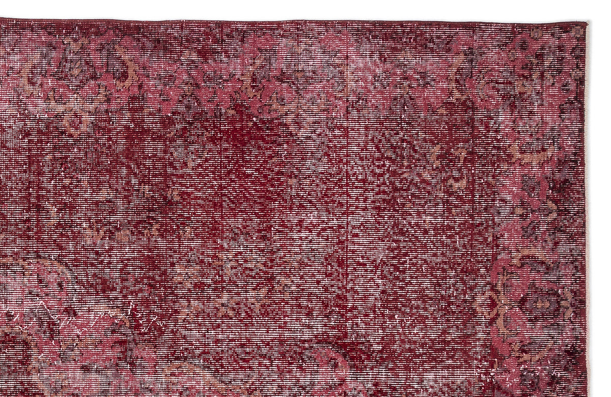 Red Over Dyed Vintage Rug 5&#39;11&#39;&#39; x 10&#39;2&#39;&#39; ft 180 x 309 cm