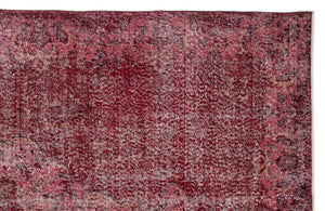 Red Over Dyed Vintage Rug 5'11'' x 10'2'' ft 180 x 309 cm