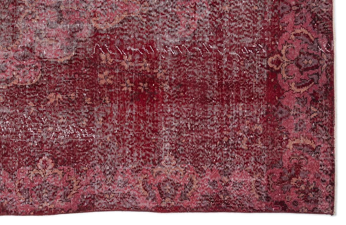 Red Over Dyed Vintage Rug 5&#39;11&#39;&#39; x 10&#39;2&#39;&#39; ft 180 x 309 cm