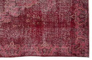 Red Over Dyed Vintage Rug 5'11'' x 10'2'' ft 180 x 309 cm