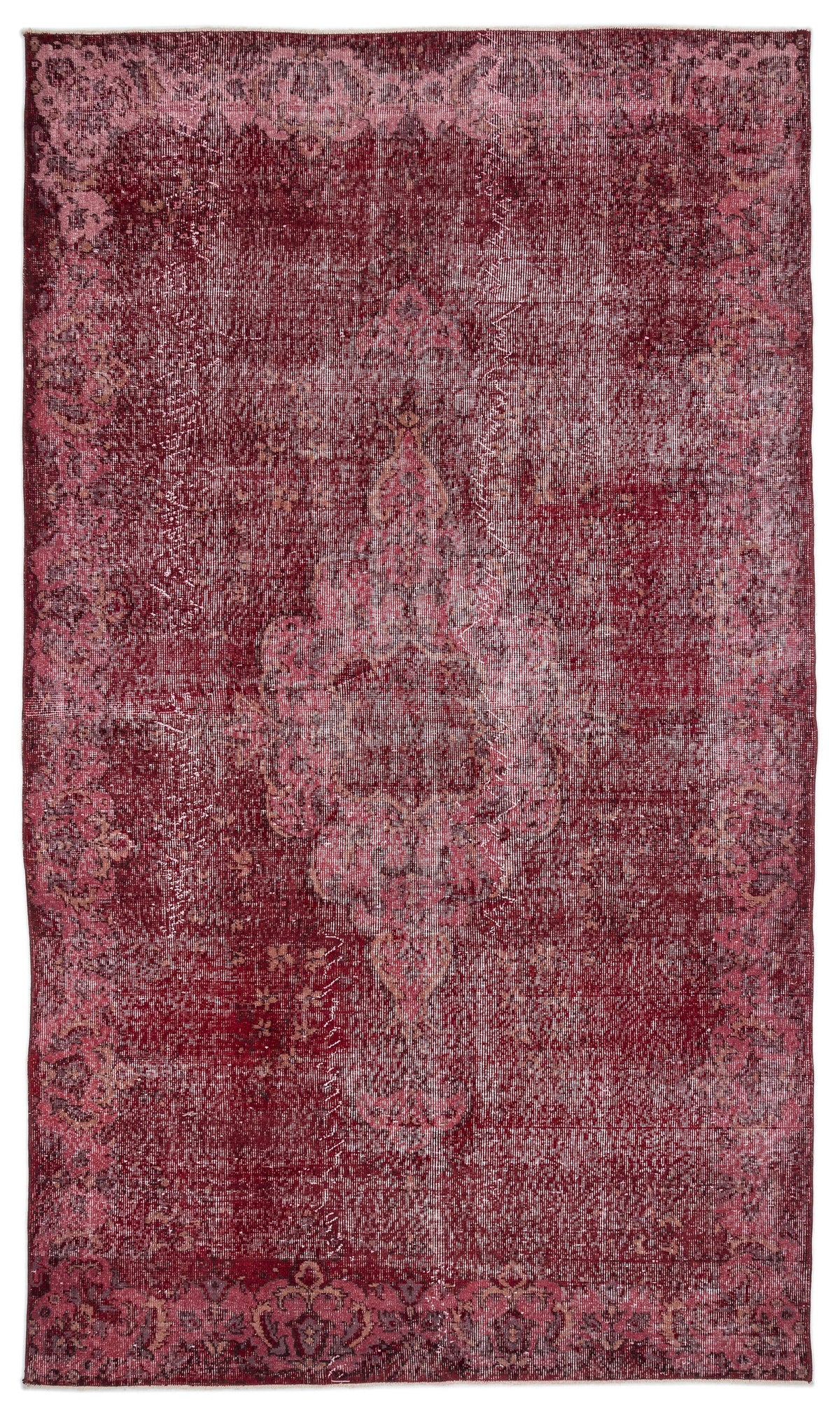Red Over Dyed Vintage Rug 5&#39;11&#39;&#39; x 10&#39;2&#39;&#39; ft 180 x 309 cm