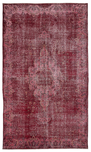 Red Over Dyed Vintage Rug 5'11'' x 10'2'' ft 180 x 309 cm