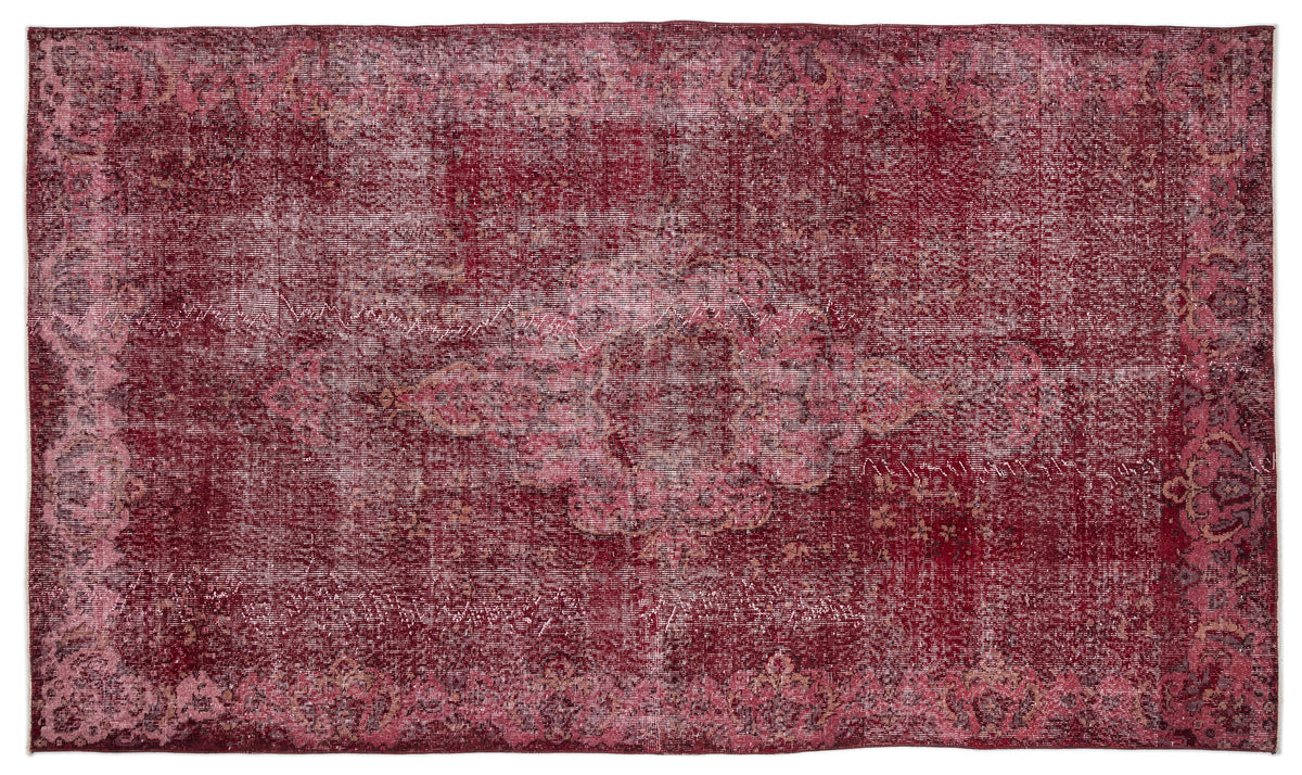 Red Over Dyed Vintage Rug 5&#39;11&#39;&#39; x 10&#39;2&#39;&#39; ft 180 x 309 cm