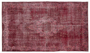 Red Over Dyed Vintage Rug 5'11'' x 10'2'' ft 180 x 309 cm