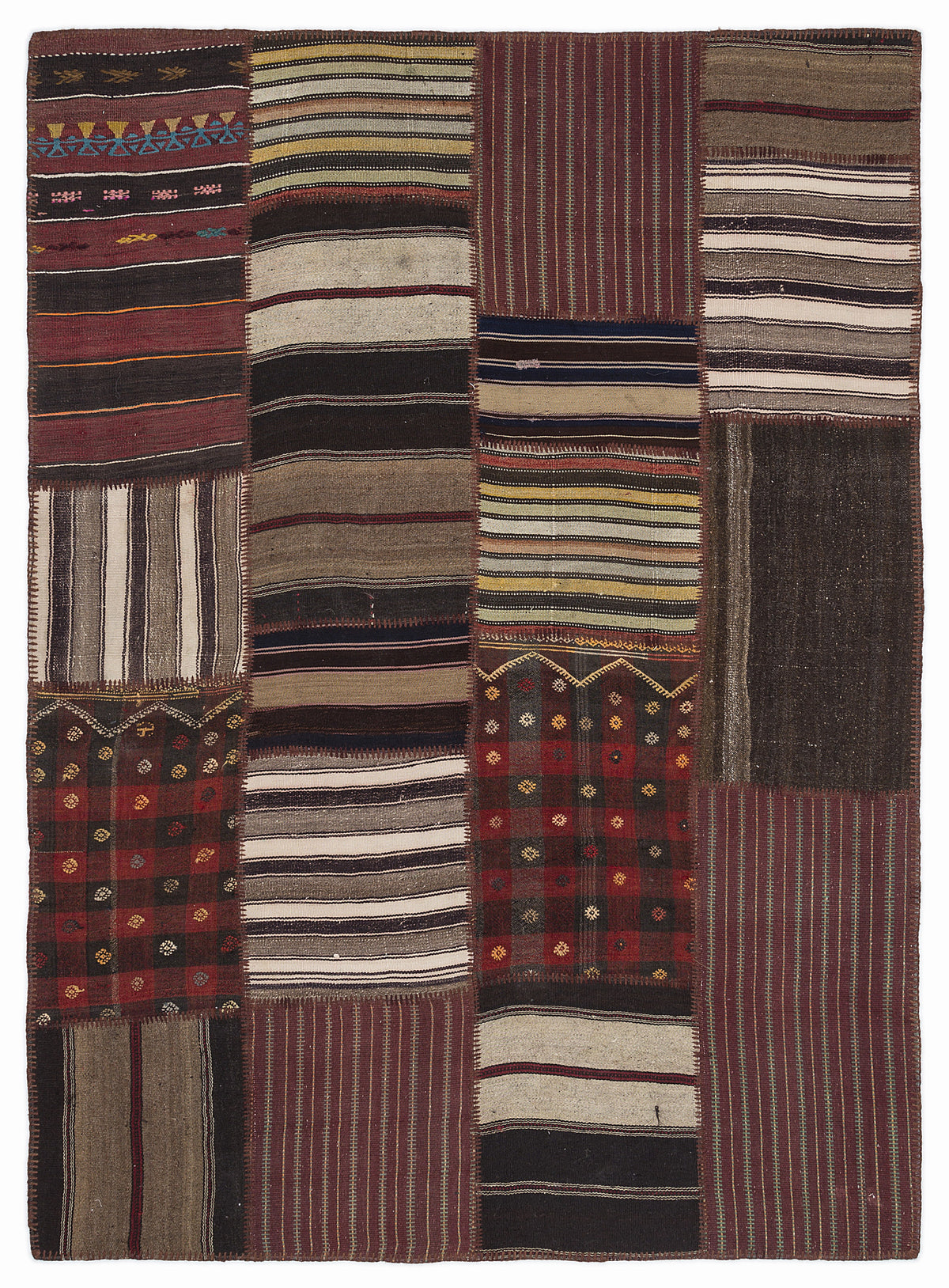 Naturel Over Dyed Kilim Patchwork Unique Rug 5&#39;3&#39;&#39; x 7&#39;7&#39;&#39; ft 160 x 230 cm