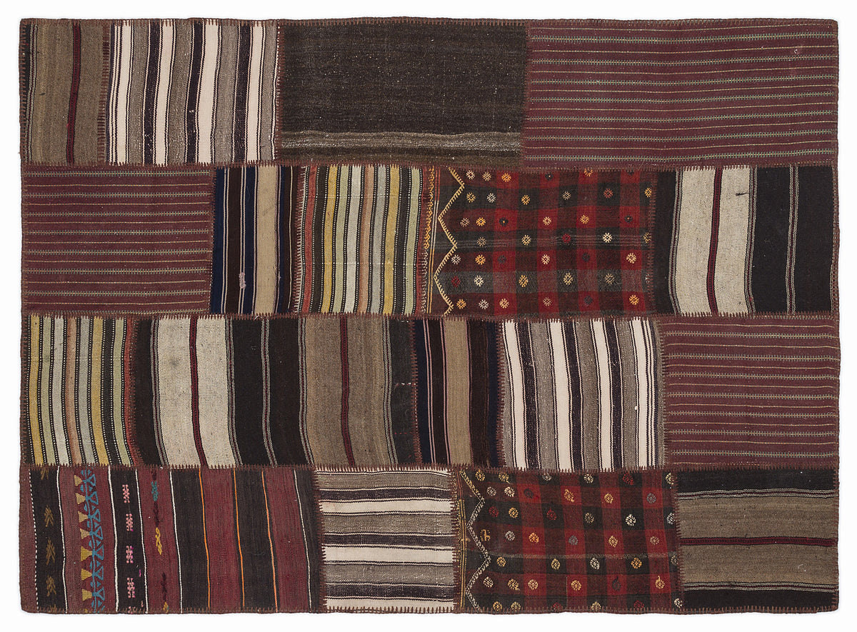 Naturel Over Dyed Kilim Patchwork Unique Rug 5&#39;3&#39;&#39; x 7&#39;7&#39;&#39; ft 160 x 230 cm