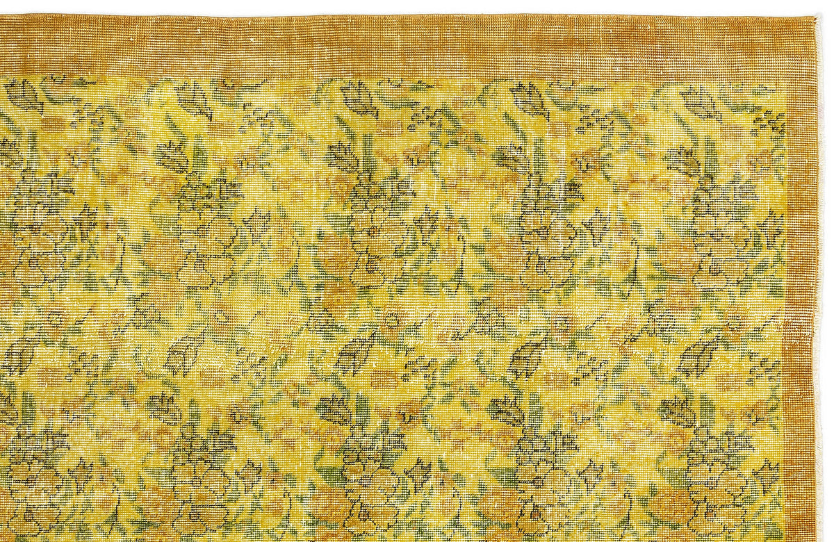 Yellow Over Dyed Vintage Rug 3&#39;8&#39;&#39; x 6&#39;8&#39;&#39; ft 111 x 202 cm