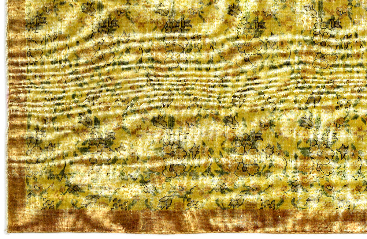 Yellow Over Dyed Vintage Rug 3&#39;8&#39;&#39; x 6&#39;8&#39;&#39; ft 111 x 202 cm