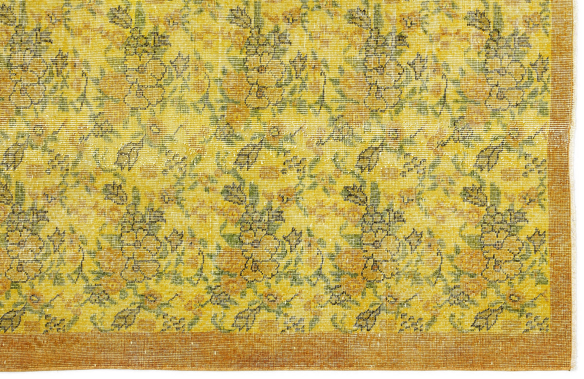 Yellow Over Dyed Vintage Rug 3&#39;8&#39;&#39; x 6&#39;8&#39;&#39; ft 111 x 202 cm