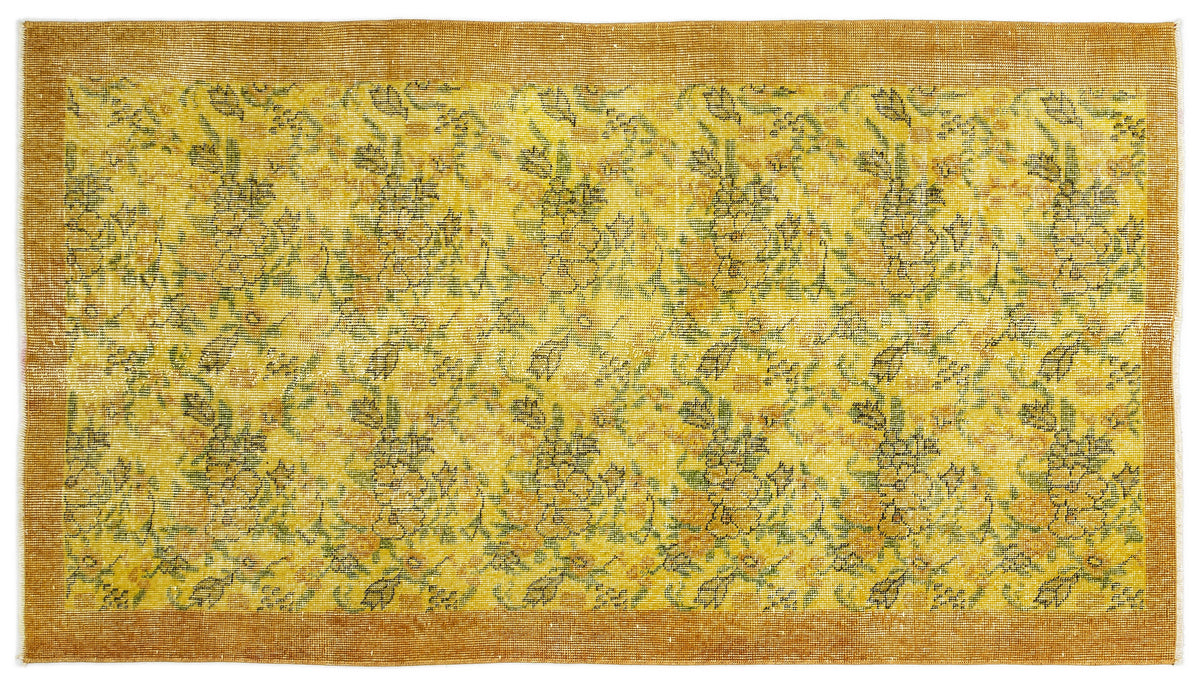 Yellow Over Dyed Vintage Rug 3&#39;8&#39;&#39; x 6&#39;8&#39;&#39; ft 111 x 202 cm