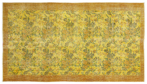 Yellow Over Dyed Vintage Rug 3'8'' x 6'8'' ft 111 x 202 cm