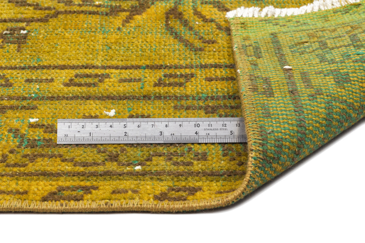 Yellow Over Dyed Vintage Rug 5&#39;1&#39;&#39; x 7&#39;9&#39;&#39; ft 155 x 235 cm