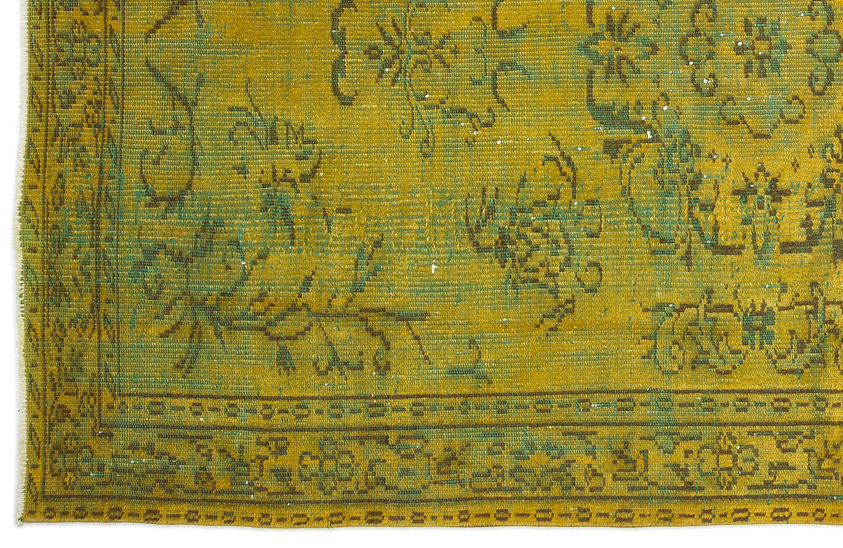 Yellow Over Dyed Vintage Rug 5&#39;1&#39;&#39; x 7&#39;9&#39;&#39; ft 155 x 235 cm