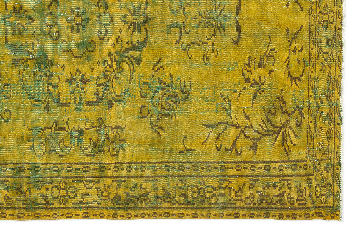 Yellow Over Dyed Vintage Rug 5&#39;1&#39;&#39; x 7&#39;9&#39;&#39; ft 155 x 235 cm