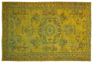 Yellow Over Dyed Vintage Rug 5'1'' x 7'9'' ft 155 x 235 cm