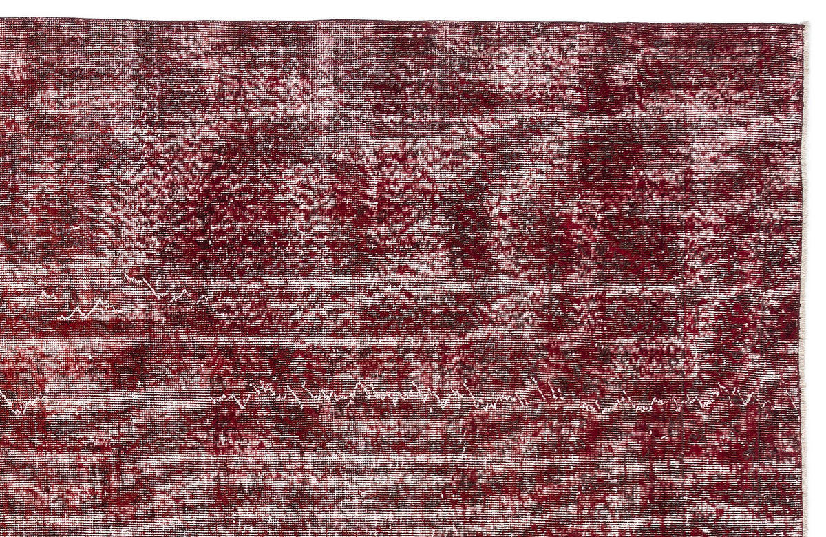 Red Over Dyed Vintage Rug 6&#39;10&#39;&#39; x 10&#39;2&#39;&#39; ft 208 x 310 cm