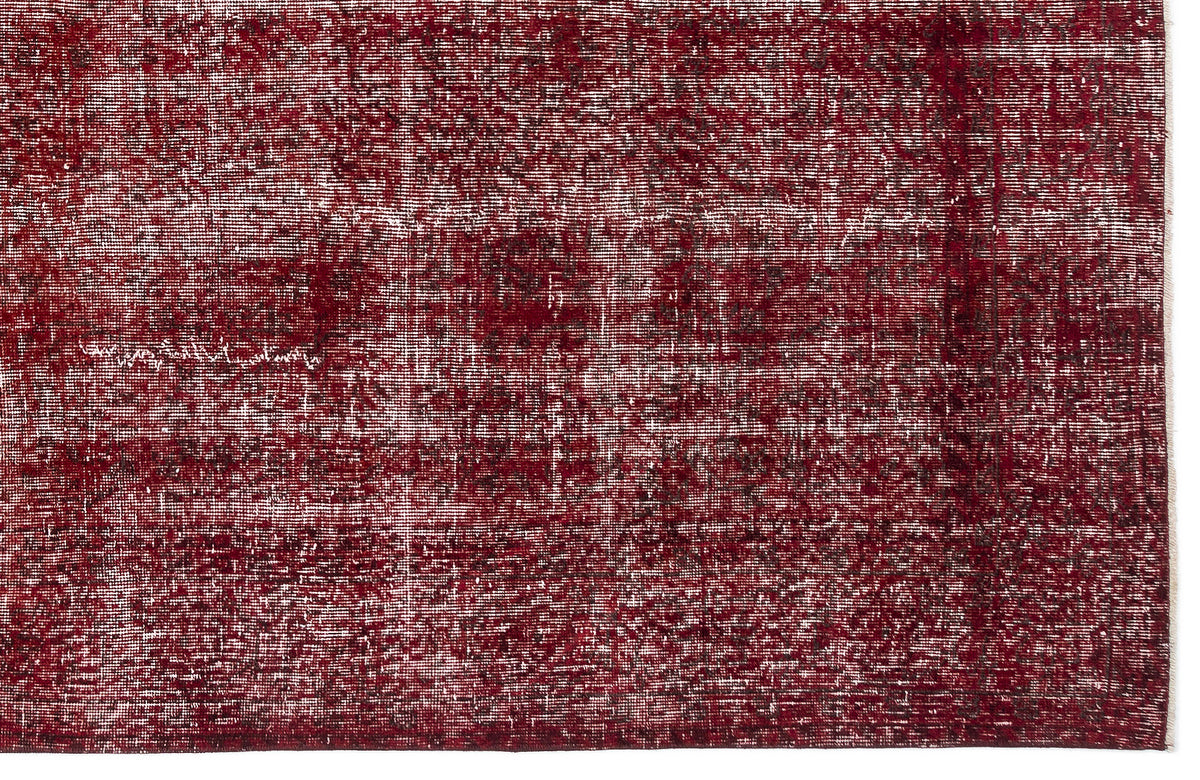 Red Over Dyed Vintage Rug 6&#39;10&#39;&#39; x 10&#39;2&#39;&#39; ft 208 x 310 cm
