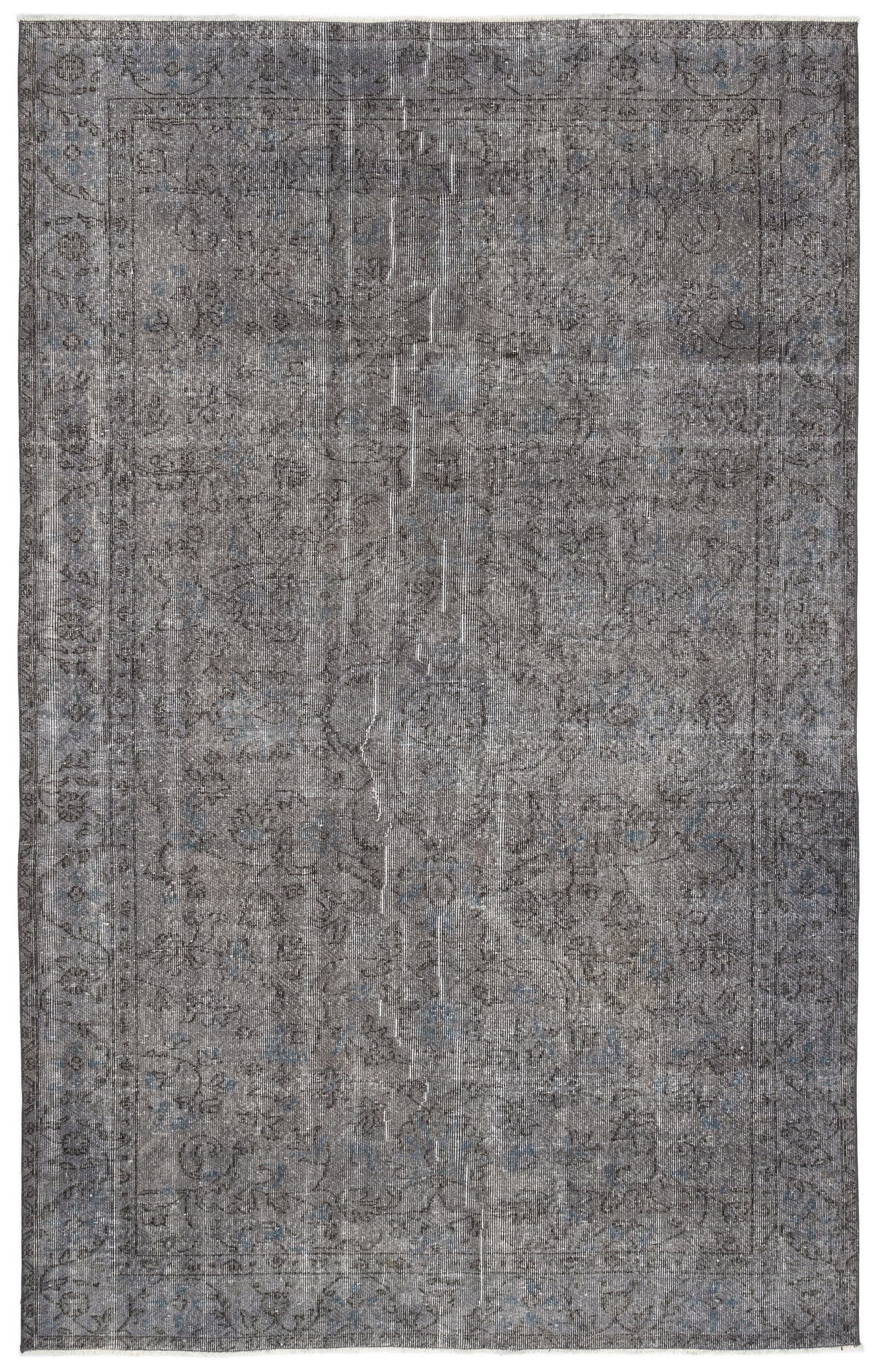 Gray Over Dyed Vintage Rug 6&#39;0&#39;&#39; x 9&#39;8&#39;&#39; ft 184 x 294 cm