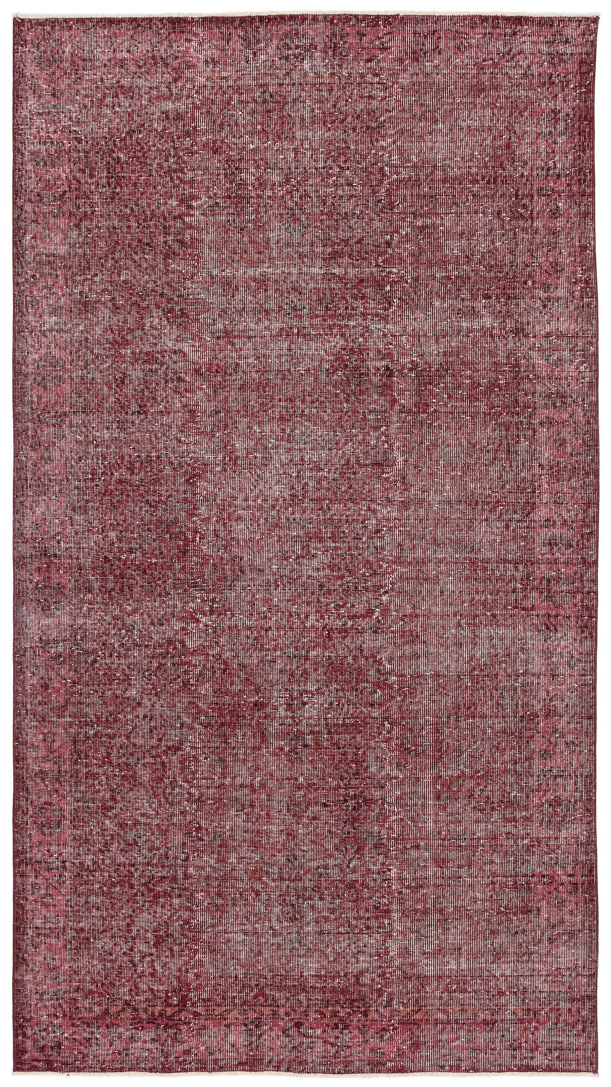 Red Over Dyed Vintage Rug 5&#39;3&#39;&#39; x 9&#39;5&#39;&#39; ft 159 x 287 cm