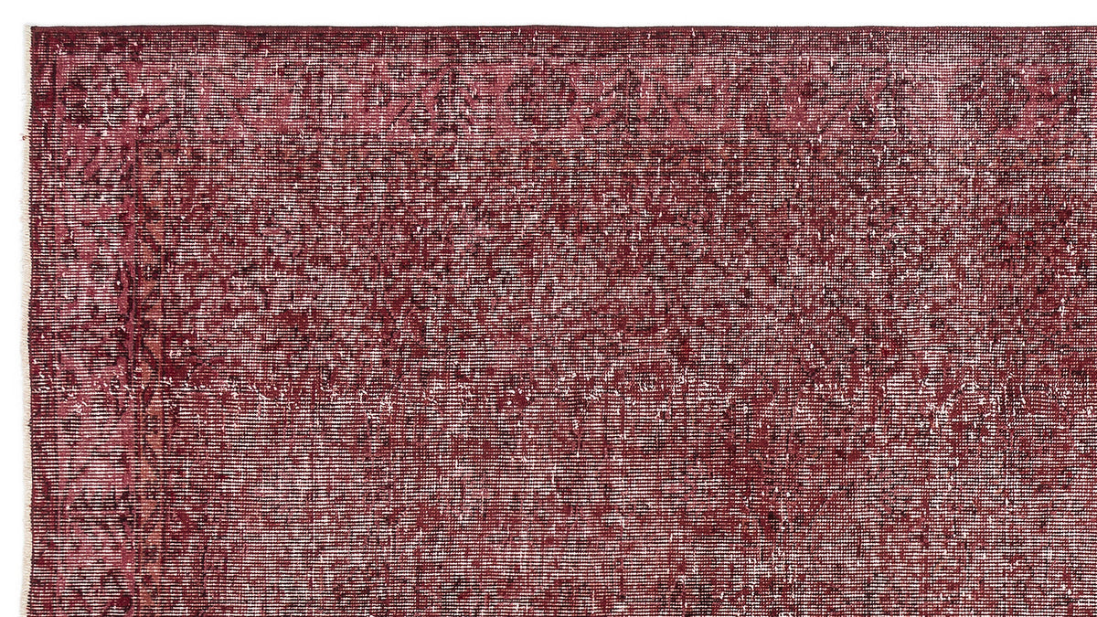 Red Over Dyed Vintage Rug 5&#39;3&#39;&#39; x 9&#39;5&#39;&#39; ft 159 x 287 cm