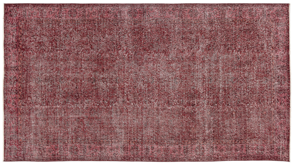Red Over Dyed Vintage Rug 5&#39;3&#39;&#39; x 9&#39;5&#39;&#39; ft 159 x 287 cm