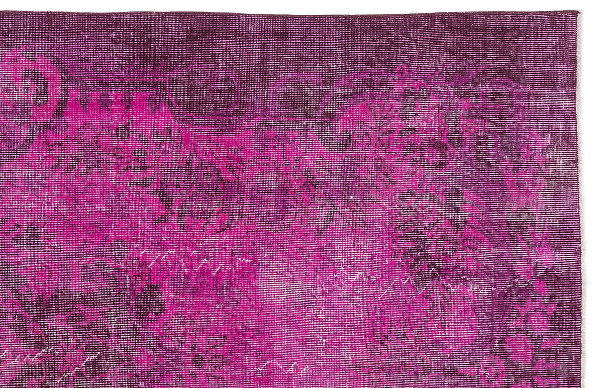 Fuchsia Over Dyed Vintage Rug 5&#39;10&#39;&#39; x 9&#39;7&#39;&#39; ft 179 x 293 cm