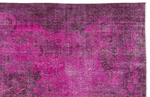 Fuchsia Over Dyed Vintage Rug 5'10'' x 9'7'' ft 179 x 293 cm