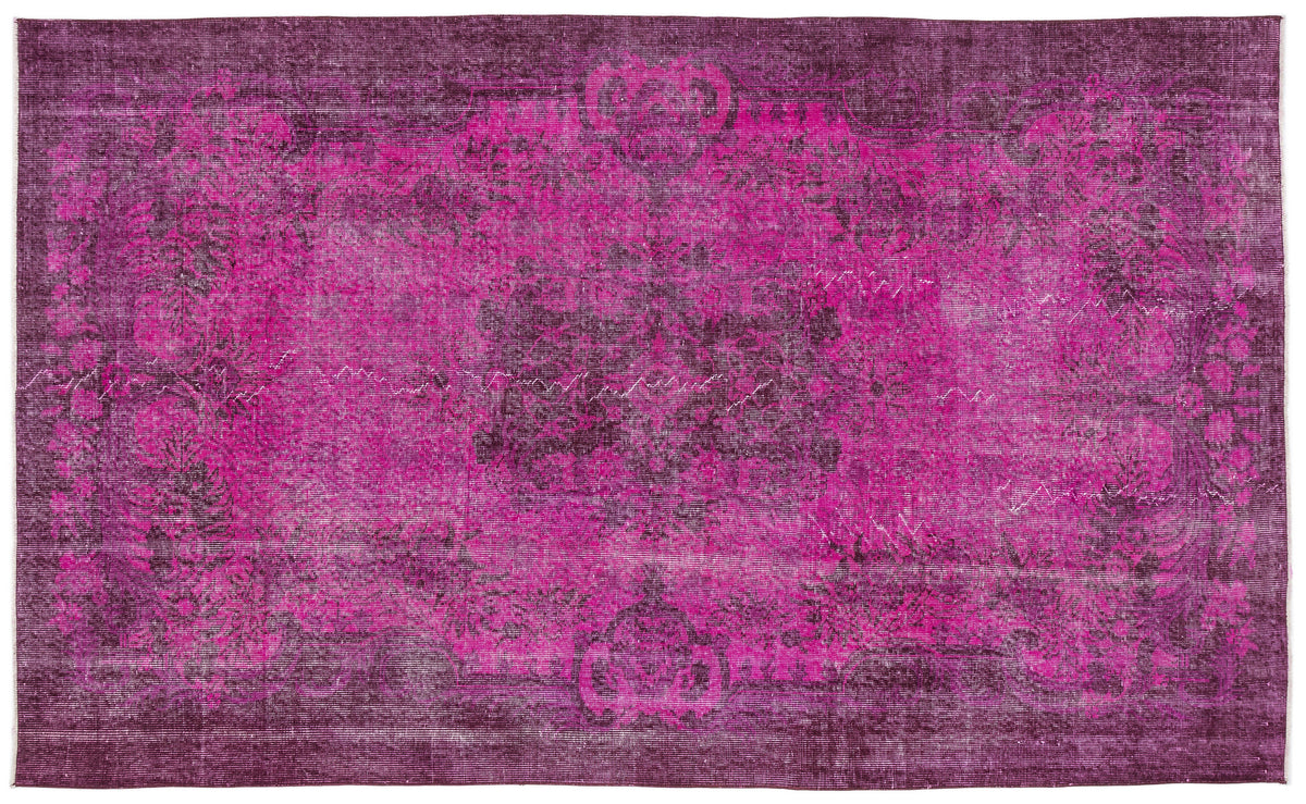 Fuchsia Over Dyed Vintage Rug 5&#39;10&#39;&#39; x 9&#39;7&#39;&#39; ft 179 x 293 cm