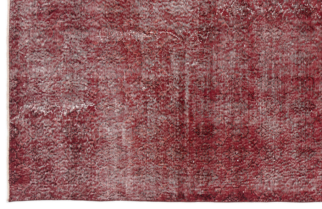 Red Over Dyed Vintage Rug 5'0'' x 10'8'' ft 153 x 325 cm