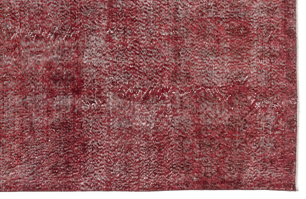 Red Over Dyed Vintage Rug 5'0'' x 10'8'' ft 153 x 325 cm