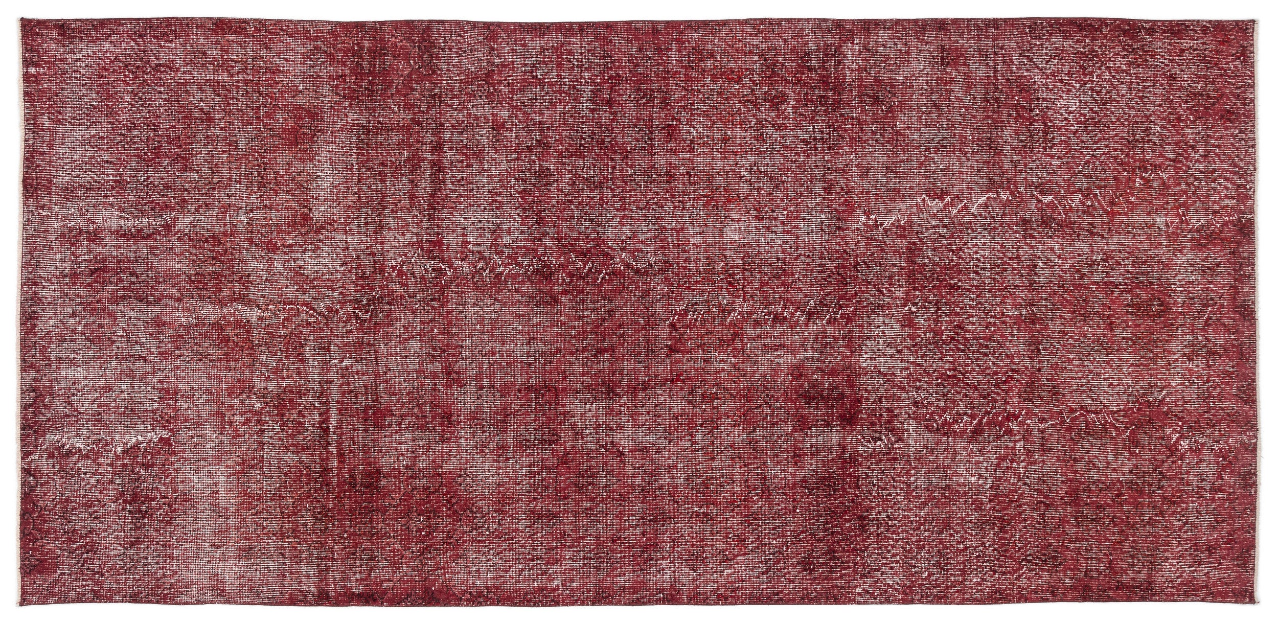 Red Over Dyed Vintage Rug 5'0'' x 10'8'' ft 153 x 325 cm