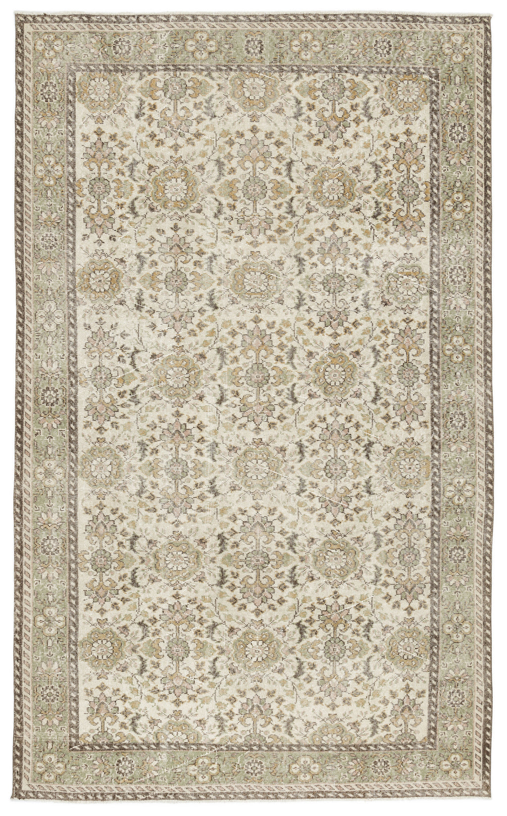 Beige Over Dyed Vintage Rug 6'1'' x 9'12'' ft 185 x 304 cm