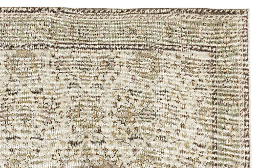 Beige Over Dyed Vintage Rug 6'1'' x 9'12'' ft 185 x 304 cm