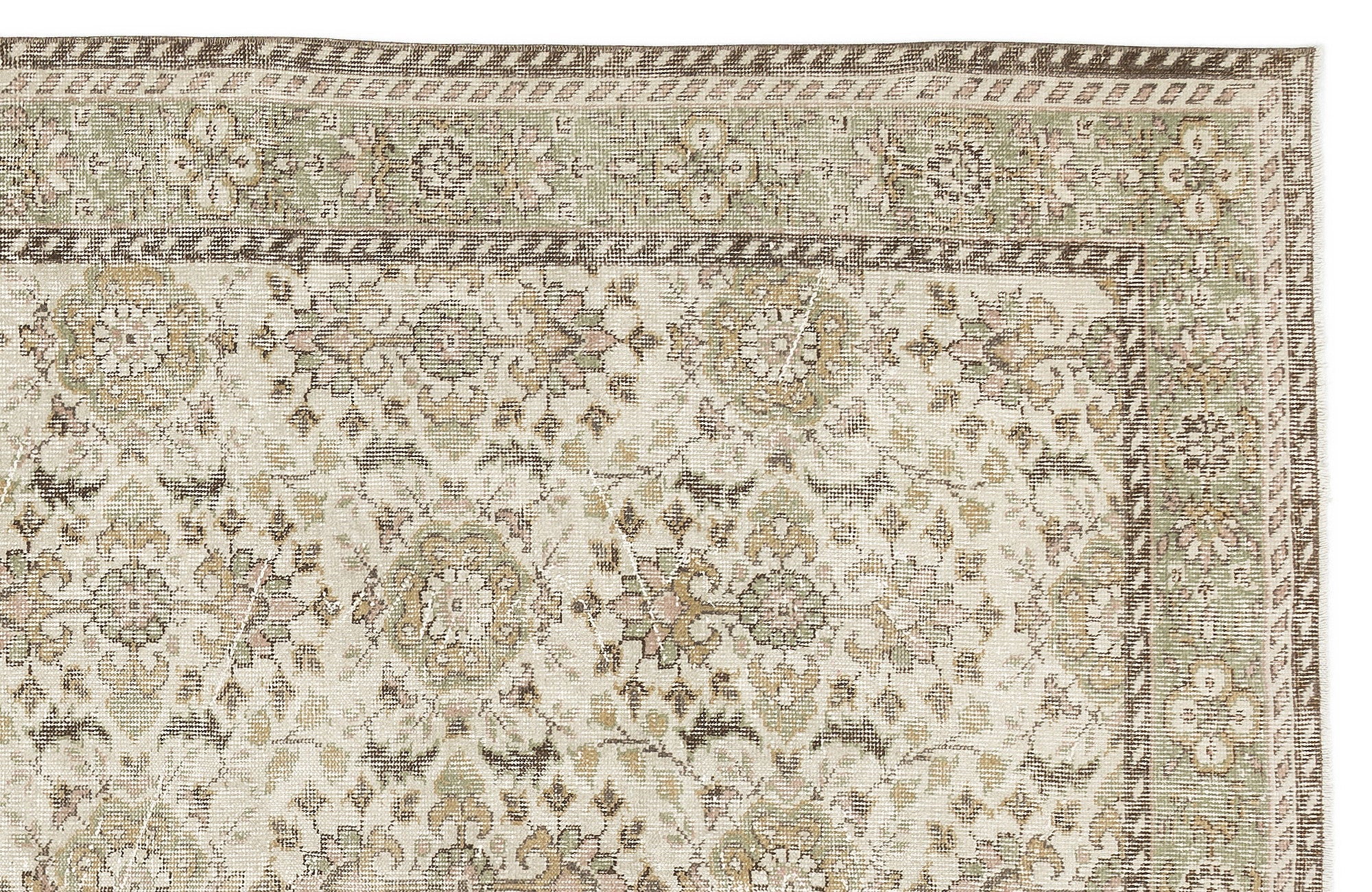 Beige Over Dyed Vintage Rug 6'1'' x 9'12'' ft 185 x 304 cm