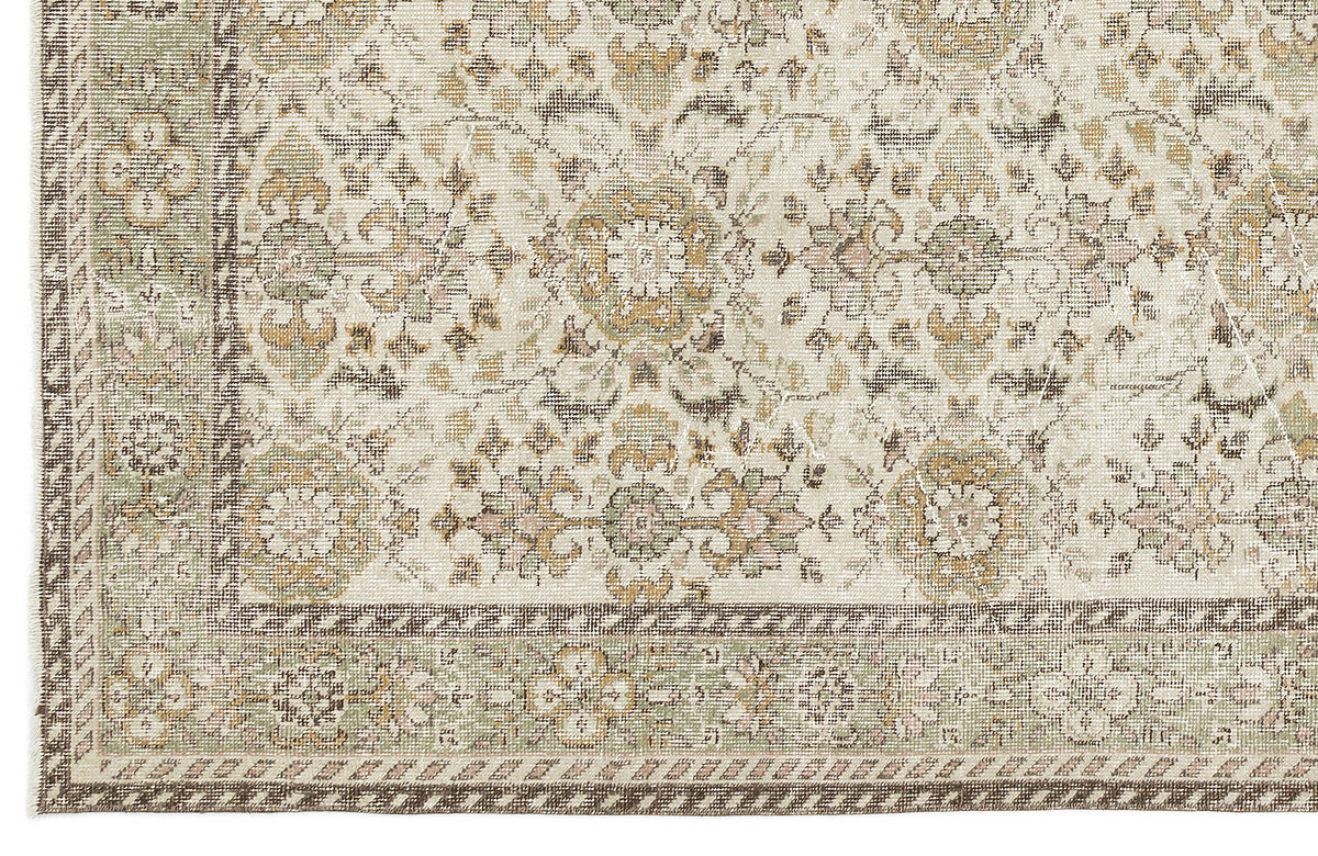 Beige Over Dyed Vintage Rug 6&#39;1&#39;&#39; x 9&#39;12&#39;&#39; ft 185 x 304 cm