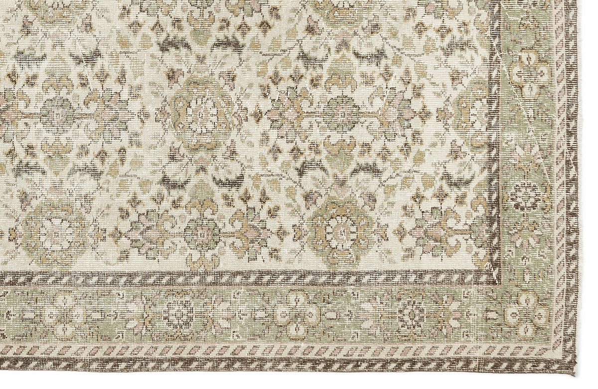 Beige Over Dyed Vintage Rug 6&#39;1&#39;&#39; x 9&#39;12&#39;&#39; ft 185 x 304 cm