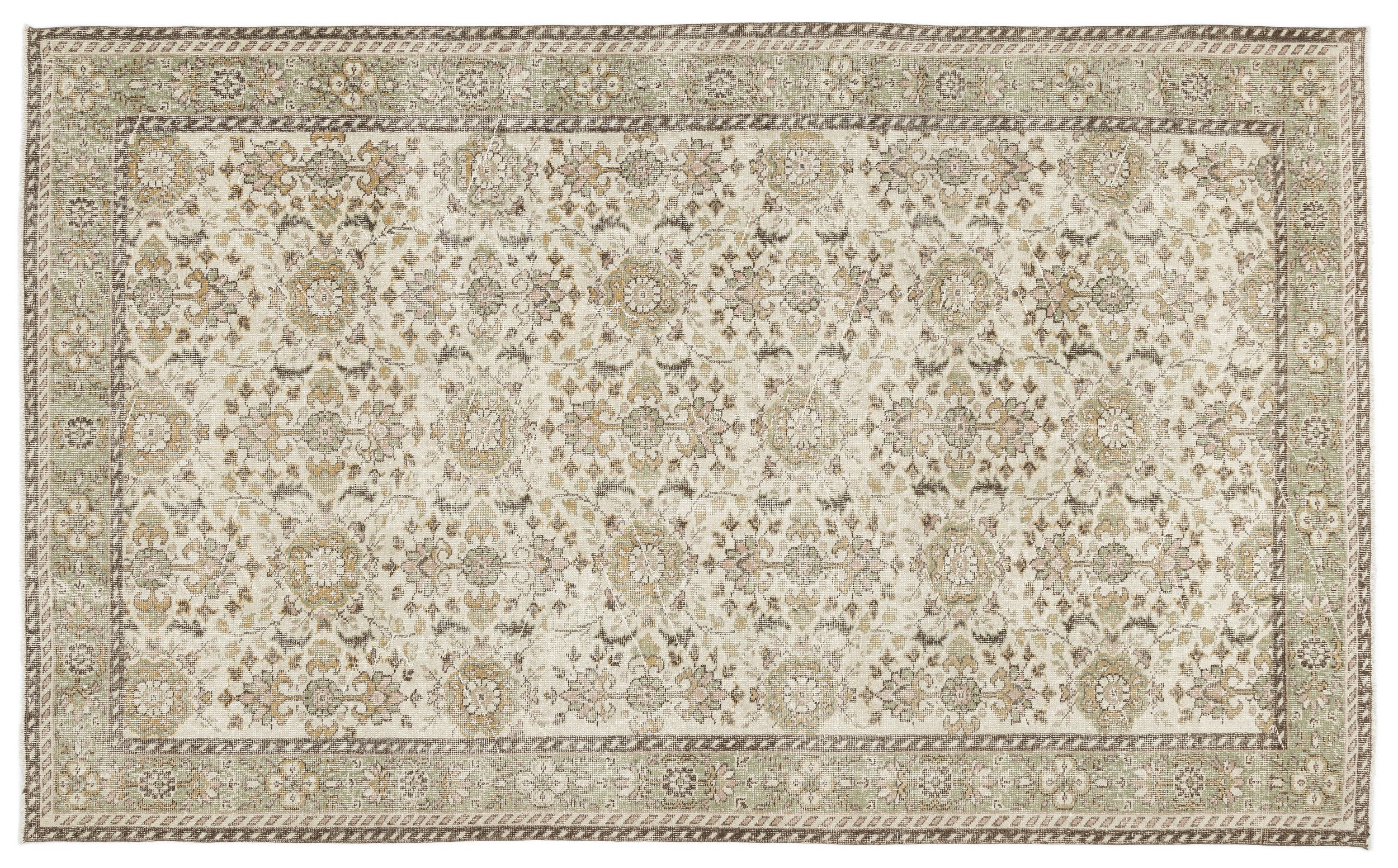 Beige Over Dyed Vintage Rug 6'1'' x 9'12'' ft 185 x 304 cm