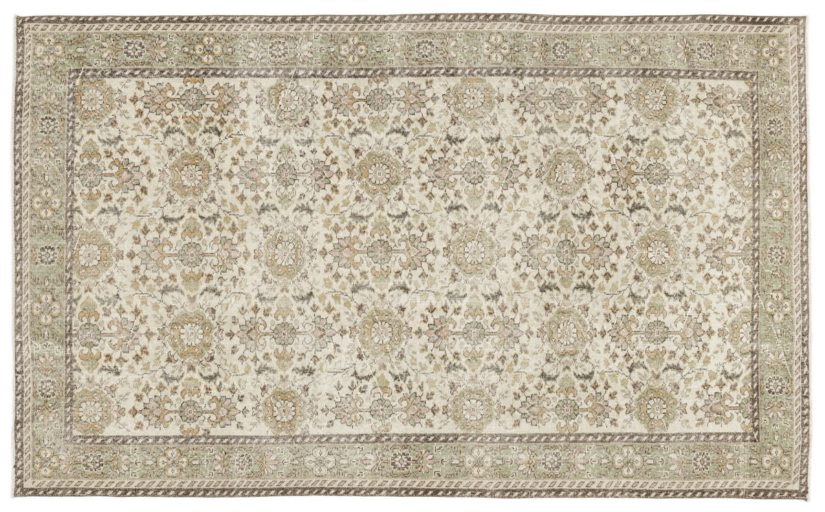 Beige Over Dyed Vintage Rug 6&#39;1&#39;&#39; x 9&#39;12&#39;&#39; ft 185 x 304 cm