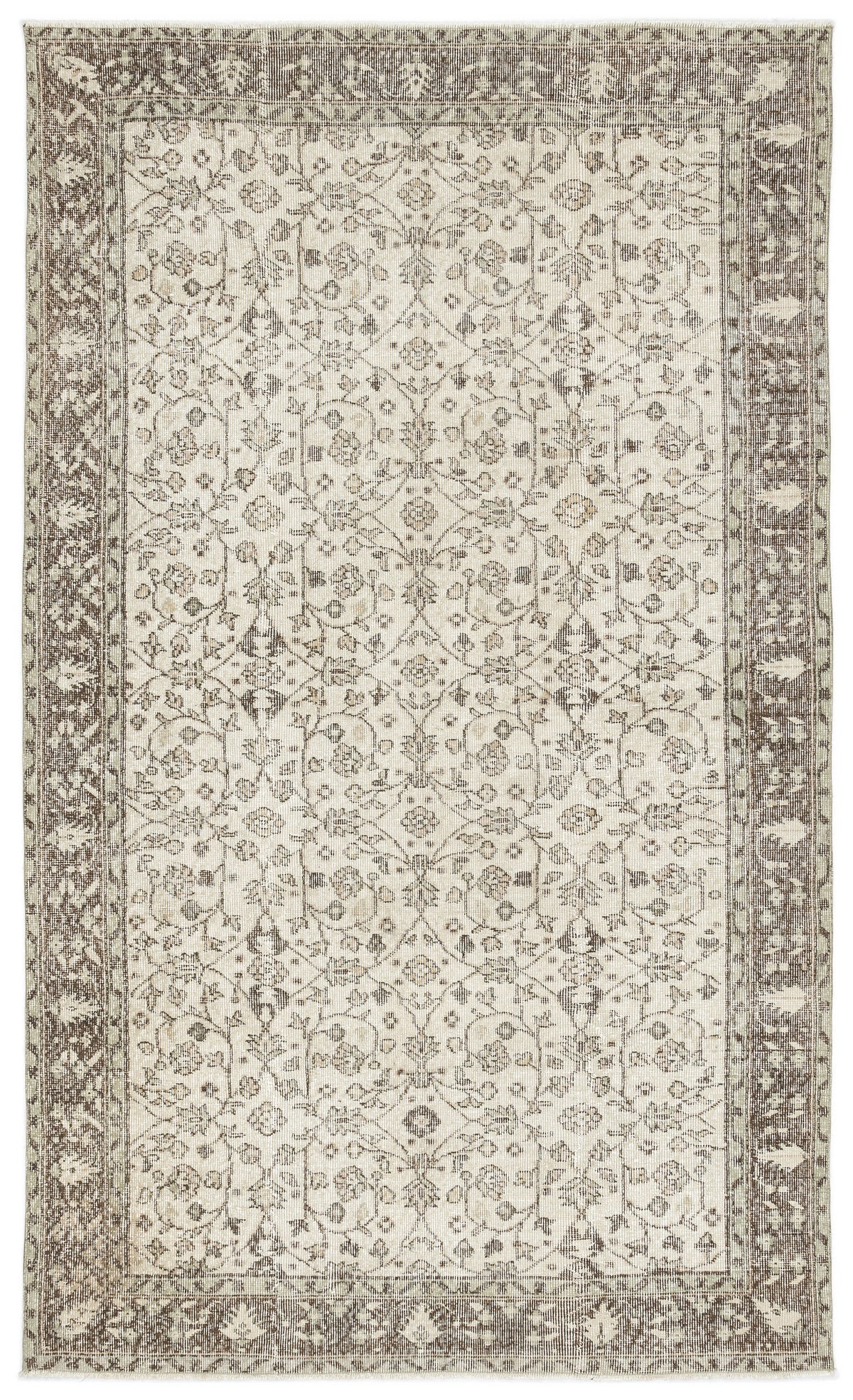 Beige Over Dyed Vintage Rug 5&#39;2&#39;&#39; x 8&#39;8&#39;&#39; ft 157 x 264 cm
