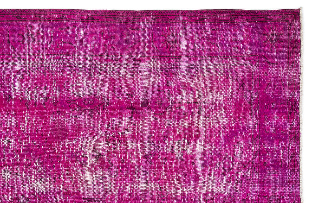 Fuchsia Over Dyed Vintage Rug 5&#39;10&#39;&#39; x 9&#39;10&#39;&#39; ft 179 x 300 cm