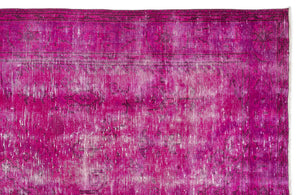 Fuchsia Over Dyed Vintage Rug 5'10'' x 9'10'' ft 179 x 300 cm